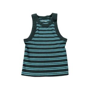 Aerie Striped High Neck Ribbed Tank Top Sleeveless Sporty Athleisure Summer S